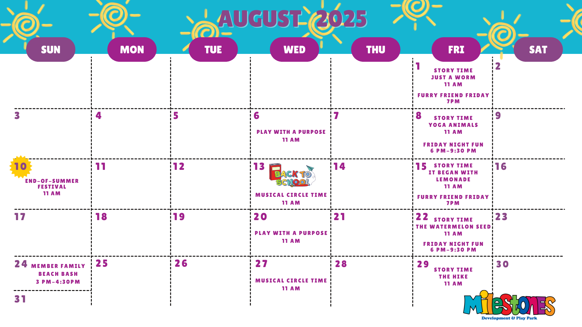 August 2025 Monthly Calendar FRONT