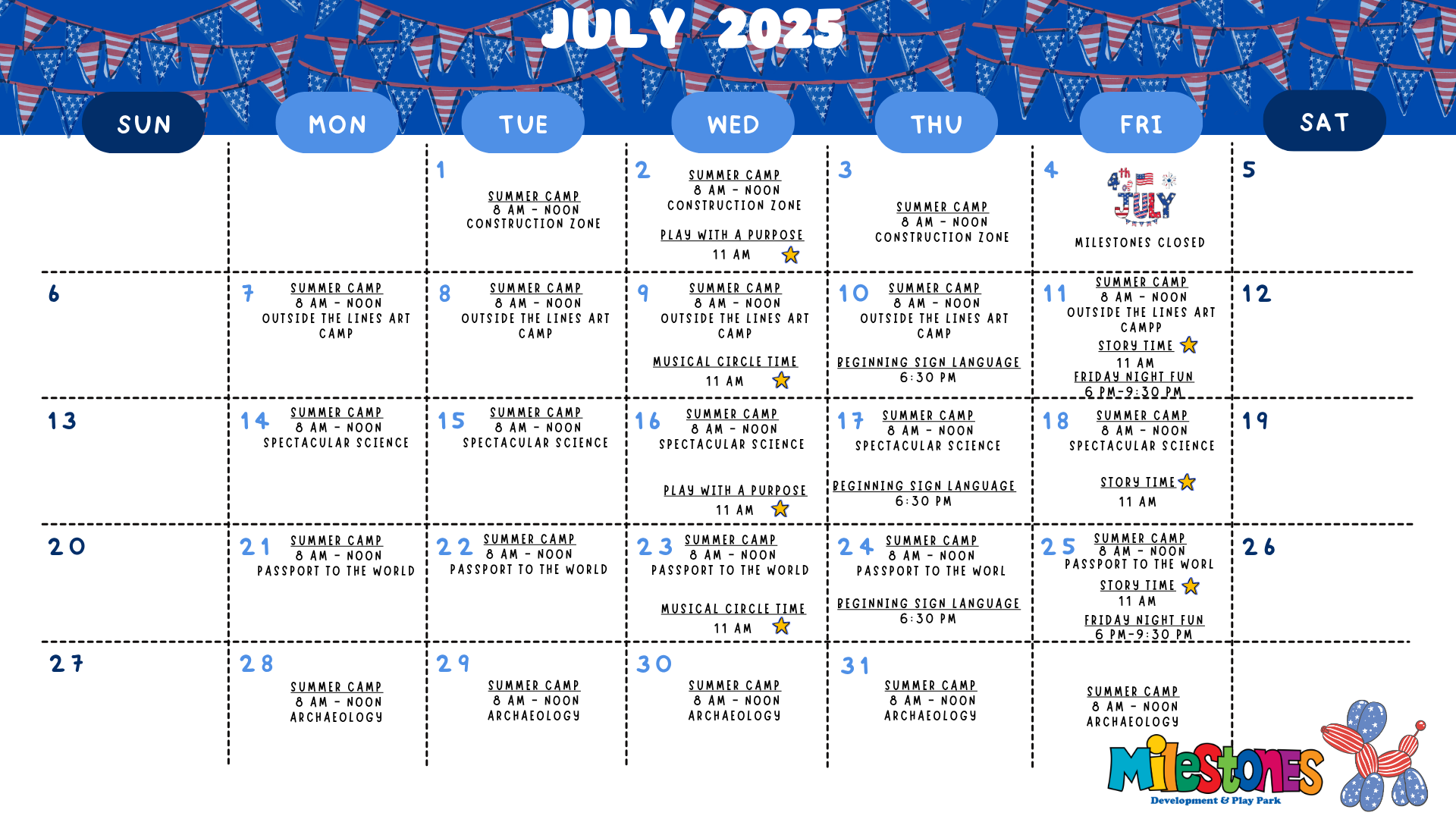 July 2025 Monthly Calendar FRONT