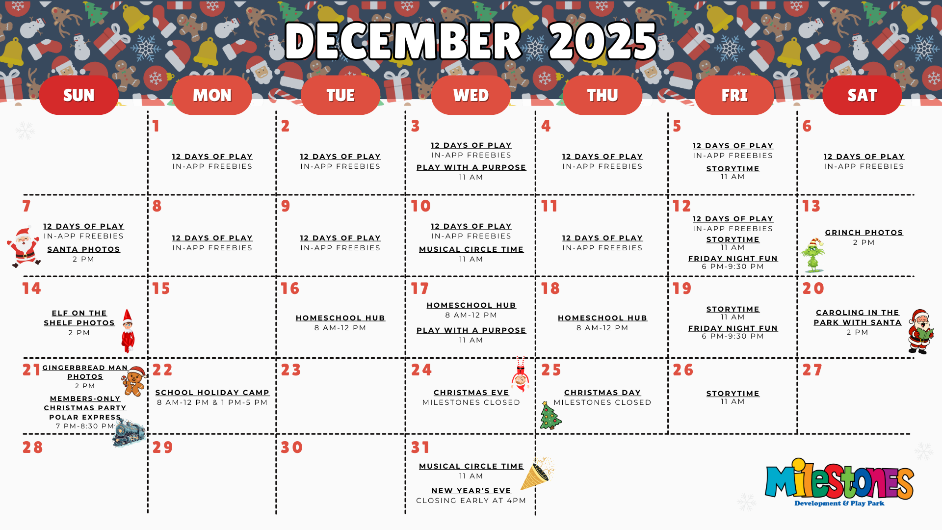 December 2025 Monthly Calendar FRONT